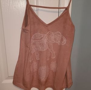 Pink Suede-like Elephant Tank Top